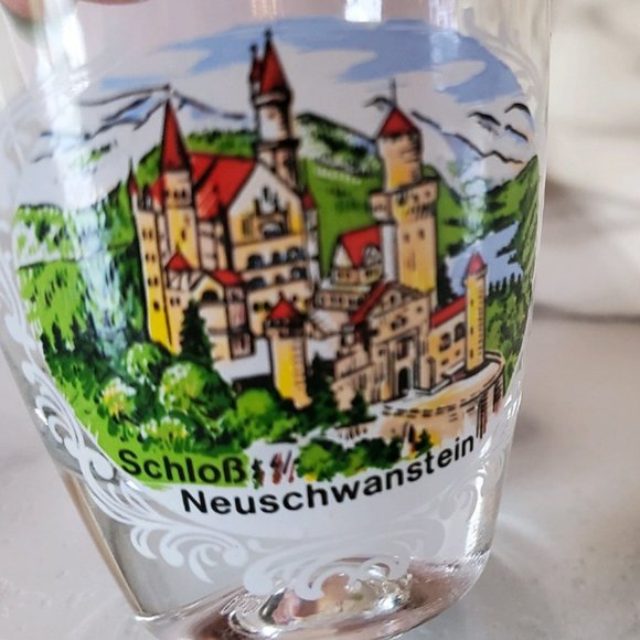 Neuschwanstein Castle Vintage Shot Glass with Gold Rim - Picture 3 of 7